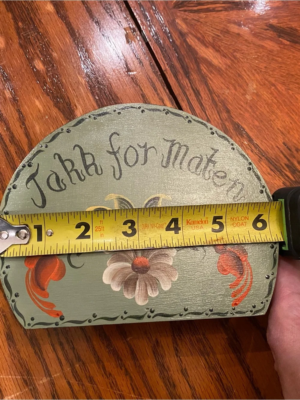 Hand-Painted Folk Art Green Floral Napkin Holder by S. Jones
